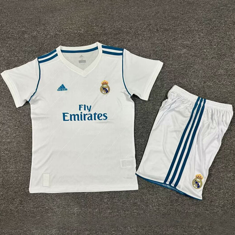 Camiseta retro de manga corta para niños del Real Madrid 2017/18