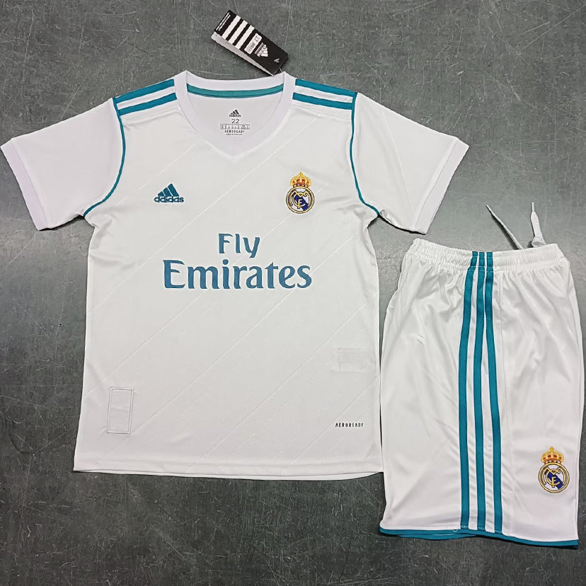 Camiseta retro de manga corta para niños del Real Madrid 2017/18