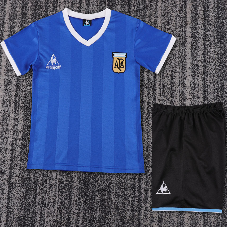 Maillot rétro de l'équipe nationale d'Argentine à l'extérieur pour enfants de 1986